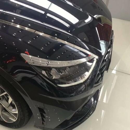 For Hyundai Sonata DN8 2020 2021 Carbon Fiber Car Headlight Eyebrow Cover Trim Sticker Head Lamp Eyelid Car Styling Accessories