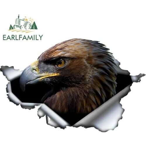 EARLFAMILY 13cm x 8.6cm For Torn Metal Eagle Vinyl Car Wrap Decal Fashion Car Stickers Occlusion Scratch DIY Suitable for VAN RV