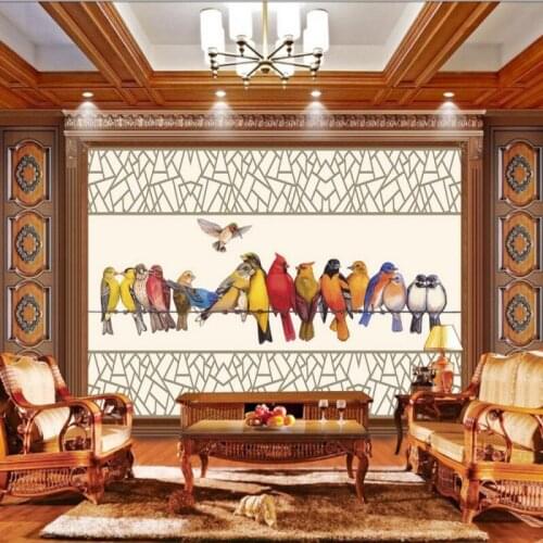 Dropship Colomac Custom Photo Wallpaper Chinese Style Hand-Painted Birds Wall Paper for Kids Room Wallpaper Mural Papier Peint