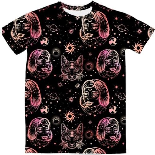 REAL American US SIZE Gypsy and Cat Mates Custom Made Sublimation Print Mens Clothing Top T-Shirt
