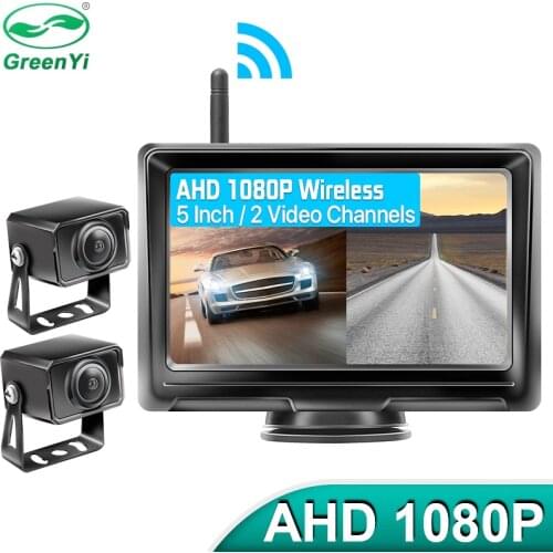 HD AHD 1920x1080P Wireless Transmitter Rear View Camera With 2CH 5 Inch IPS Screen AHD Parking Monitor For Truck Bus Vehicle