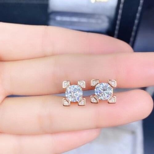 Passed Diamond Test Classic Moissanite Diamond 925 Sterling Silver Cute and Simple Ear Studs D Color VVS Luxury Jewelry Gift