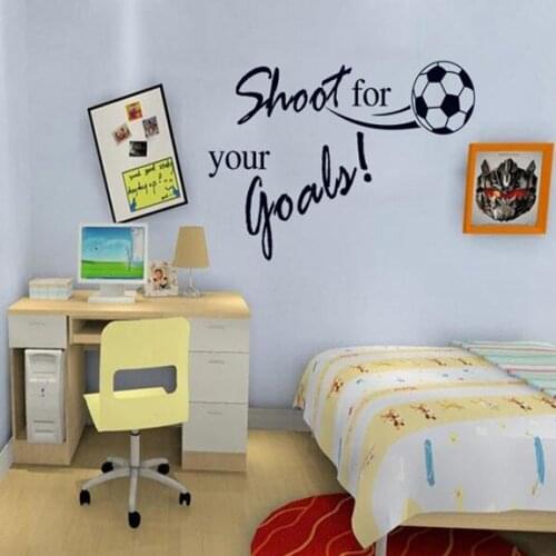 Flying Football Shoot for Your Goal Wall Sticker English Letters Home Decals Stickers for Kids Room Living Room Decor Mural