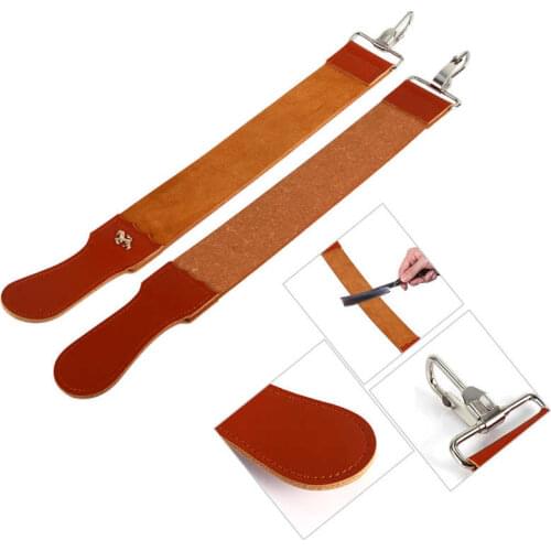 Genuine Leather Strop Strap Barber Straight Razor Folding Knife Shave Sharpener Sharpening Belt