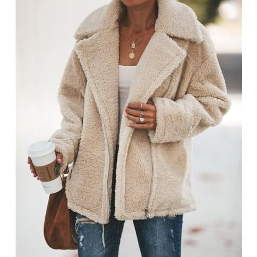 New Fashion Women Winter Plus Size Warm Coat Zipper Jacket Ladies Fleece Coat Jacket Elegant Long Sleeve Streetwear Outerwear