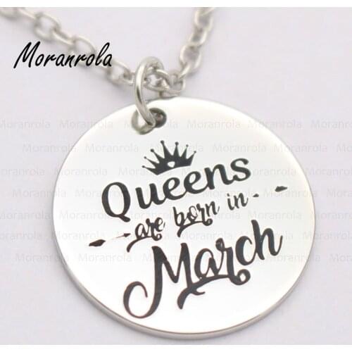 New arrive"Queens Are Born In March "Necklace &keychain charm Girly, Mom, Mama Bear Gift Mothers Day, Funny jewelry Birthday