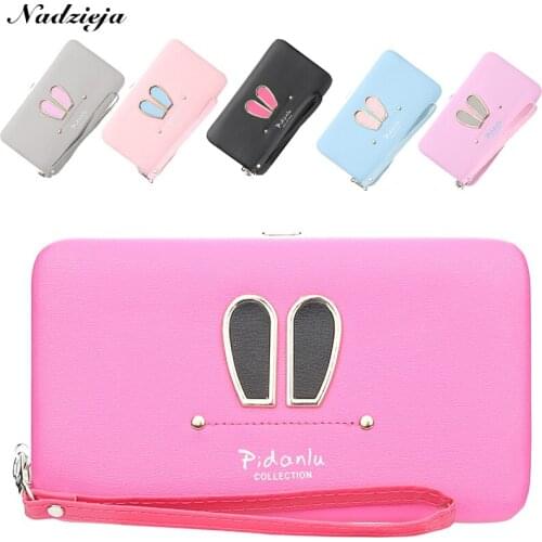 New Design Fresh Candy Color Women Storage Wallet Lovely Rabbit Ears Money Purse Coin Cellphone Clutch Bag Card Holder Pocket