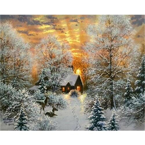 Landscape Winter Scenery DIY Embroidery Cross Stitch 11CT Kit Craft Needlework Set Printed Canvas Cotton Thread Home Dropshiping