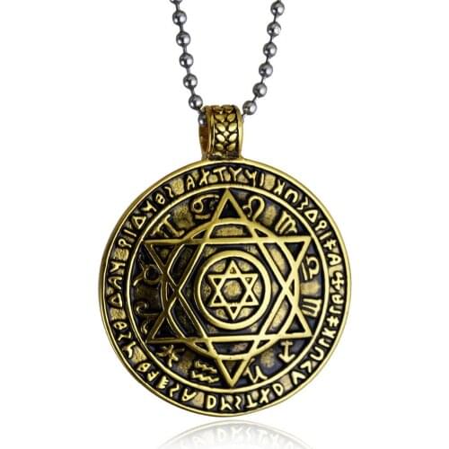 David Pendant Necklace Long Men/Women Star David Necklace Vintage Jewish Chain Necklace