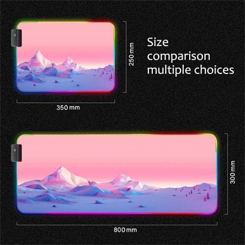Simple Landscape RGB LED Mouse Pad XXL Lock Edge Game Desk Pad Computer Desk Pad Kawaii Mouse Pad Deskpad Home Decor Desk Mats