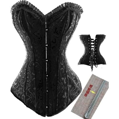 S~6XL Plus Size Waist Corsets White Black Wedding Corset And Bustier Steel Boned Overbust Summer Style Outwear Corset