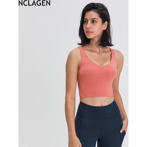 NCLAGEN Sports Bra High Impact Support Female Push Up Yoga Top Running Elastic Workout Vest Quick Dry Tank Top Gym Underwear