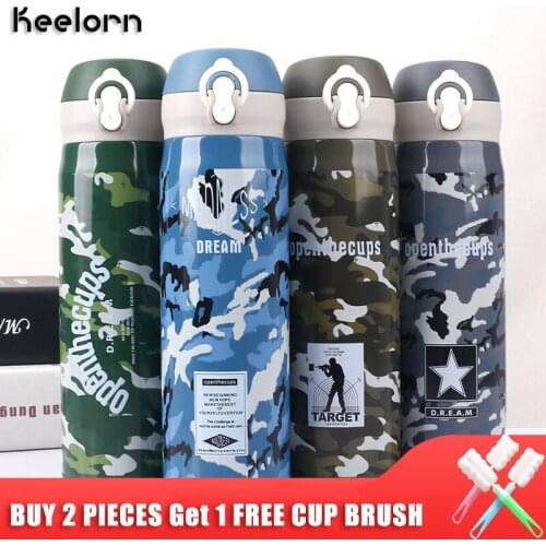 Keelorn 500ml Military Insulated camouflage auto mug 304 Stainless Steel Travel tea Thermal Water Bottle Milk coffee Vacuum Cup