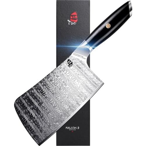 TUO Chopper Knife 6.5 inch - Chinese Heavy Duty Butcher Knife Cleaver Knife - AUS-8 Japanese Steel with G10 Handle - FALCON S