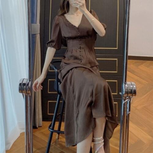 Japan Style Temperament Irregular High Waist A Line Skirts Slim Soft Femme Faldas Elegant Solid All Match Jupe Spring Summer