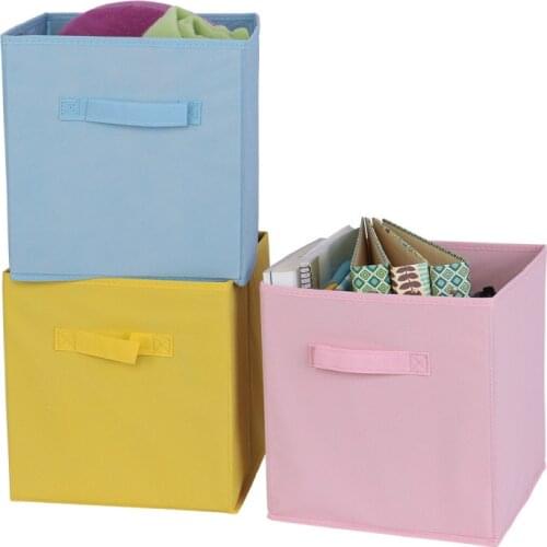 Candy Colors Storage Box Non-woven Fabric Folding Cube Lattice cabinet Drawer Box for Children Toys Books Sundries Organizador