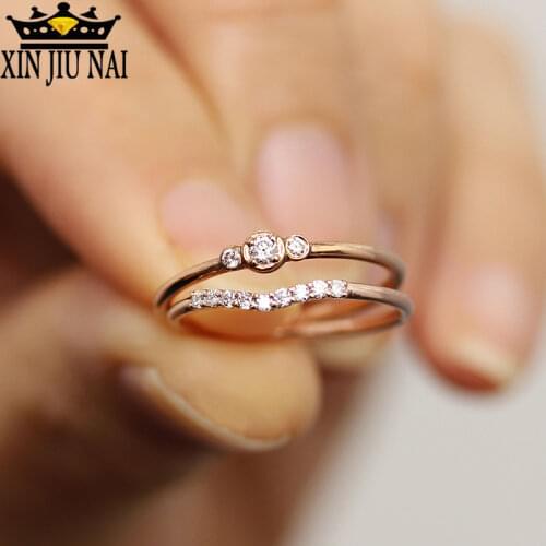 2pcs 18K Rose Gold And Three Diamonds Womens Set Rings Round Set Rings Engagement Rings Rose Quartz Gemstone Silver 925 Ring