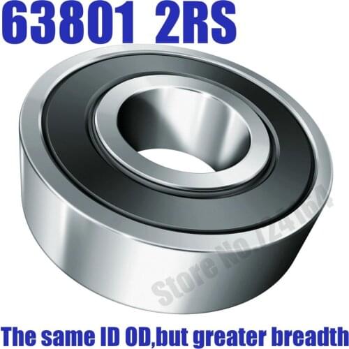 10PCS Free Shipping Excavator bearing 63801 2RS 63801-2RS 12*21*7mm 12X21X7mm Double Shielded Deep Ball Bearings Large breadth