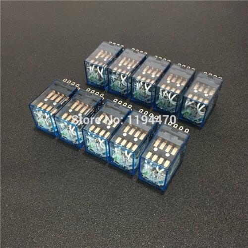 10pcs MY4NJ DC 12V 24V 110V 220V AC Coil Power Relay General Purpose Mini Relays 14 Pins 4NO 4NC LED Indicator 5A HH54P MY4N-J