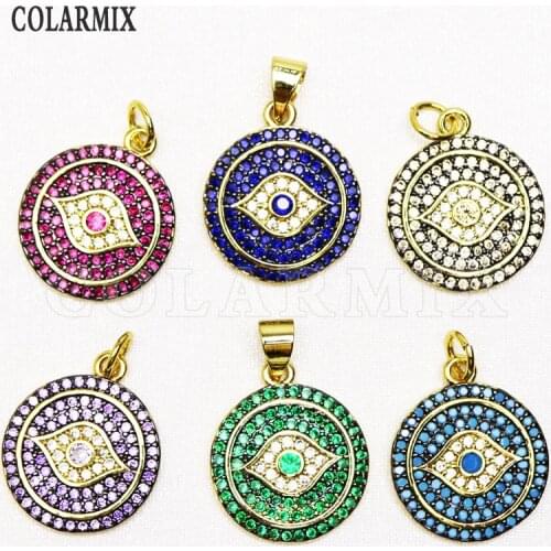 10 pieces Shinning colors zircon eye pendants necklace rainbow eye jewrly fashion jewelry accessories 58010