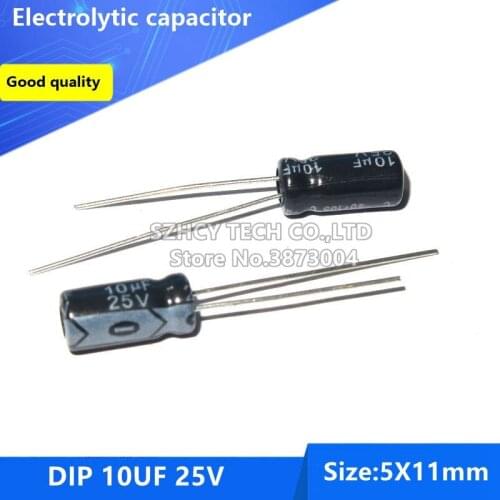 100pcs DIP 10UF 25V 5*11 Electrolytic capacitor