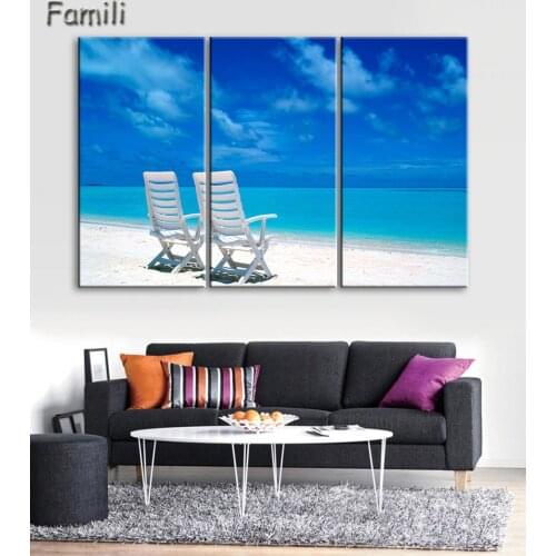 3Piece Scenery Home Decorative Seascape Paintings Maldives Water Bridge Printed Oil Painting Canvas Home Decor Wall Art