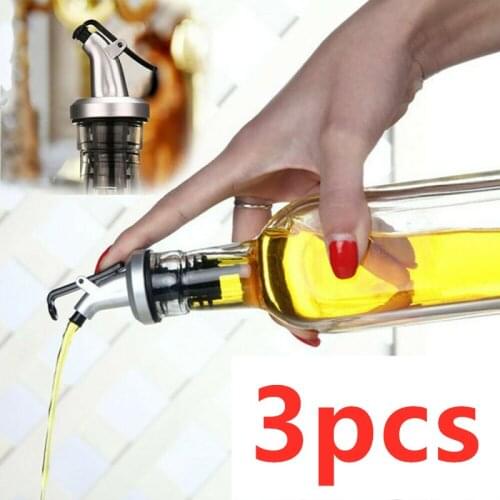 3Pcs Oil Bottle Stopper Olive Oil Sprayer Liquor Dispenser Wine Pourers Flip Top Stopper Liquor Dispenser Kitchen Bar Tools