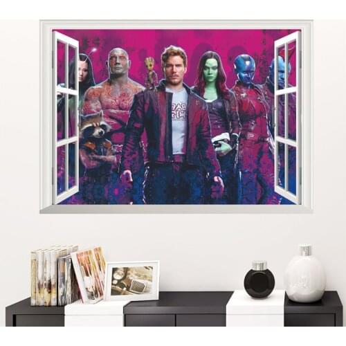 Guardians Of The Galaxy 3d Window Wall Stickers For Kids Room Home Decoration Diy Boys Wall Decals Movie Mural Art Pvc Posters