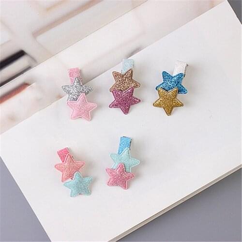 5Pcs/Pack Children Hair Clips Cute Crown Flowers Love Heart Shine Barrettes BB Clip Little Girls Kids Hair Decor Accessories