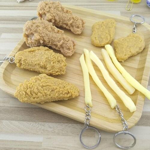 Key Chain Holder KFC Artificial Fake Realistic Steak Simulation Food Keychain For Bag Kids Toy Keyring Jewelry Accessories Gifts
