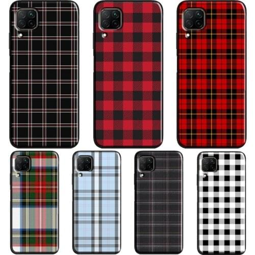 Plaid Pattern Stripes Case For Huawei P30 Lite P20 P40 Pro Mate 20 P Smart 2021 2019 Nova 5T Honor 9X 8X 10i 8A