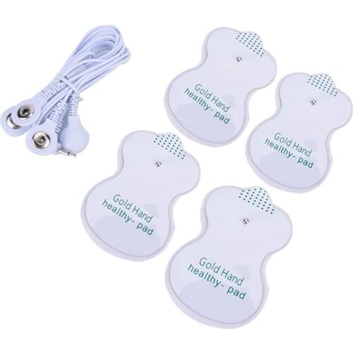 Extra 4 Ways 2.5mm Tens Electrode Leading Wire Conecting Cable Line + 4 Electrode Sticker Pad for Digital Body Therapy Massager