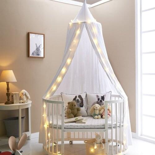 Twins/Full/Queen Bed Mosquito Net Hanging Decor Princess Play Tent Cotton Bed Canopy Kids Dome Castle Baby Bedroom Round Curtain