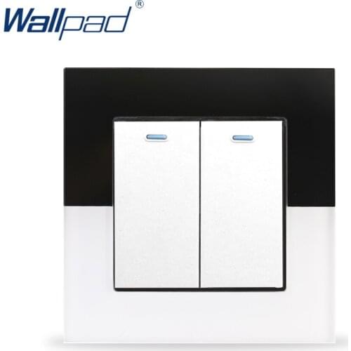 Double Control Light Switch Wallpad 110V-250V EU UK Luxury Piano Glass 2 Gang 2 Way Push Buttons Rocker Wall Switch Button