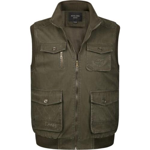 Hot Sale Men Baggy Sweatshirts Jacket Male Pockets Sleeveless Khaki Armygreen Waistcoat Homme Classic Solid Camperas Coat Vest
