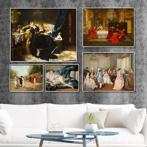 European-Style Classical Retro Home Hotel Bar Decorative Painting Court Lady Canvas Oil Painting Wall Pictures for Living Room