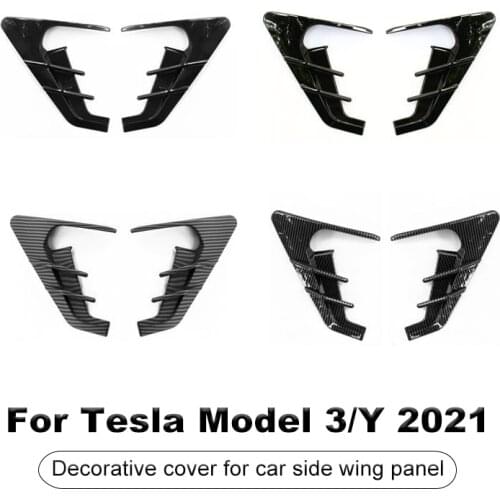 For Tesla Model 3 /Y 2021 Camera Flanks Car Side Wing Panel Cover Spoiler Dust Cover Decoration Modification Accessories