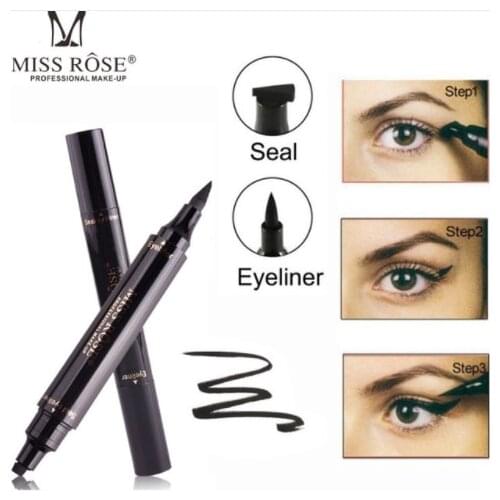 MISS ROSE Professional Double-end Waterproof Eyeliner Stamp Pencils Smooth Pigments Long Lasting Black Brand Eye Liner Makeup