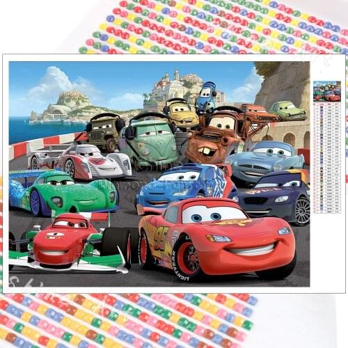 Diamond Painting Kit Disney Cartoon Sports Car Family 5D DIY Mosaic Embroidery Full Square Round Christmas Gift Home Decoration