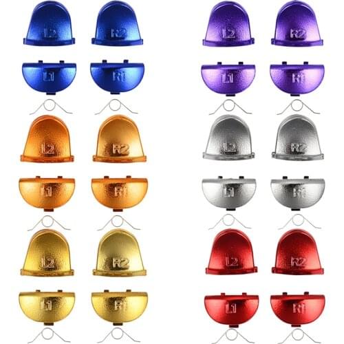 R1/L1/R2/L2 Triggers Springs Buttons Kits for Sony PS4 Controller Chrome Color