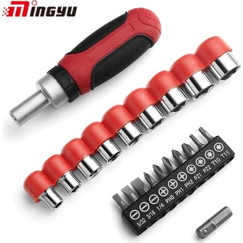 21pcs Home Hand Tool Set Screwdriver and Socket Tool Kit Ratchet Screwdriver Handle Bits 5-13 mm Hex Wrench Head Set With Holder