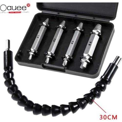 4pcs Damaged Screw Extractor Drill Bits Guide Set Broken Speed Out Easy Out Bolt Stud Stripped Screw Remover Tool