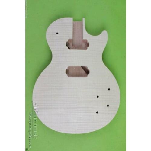 Unfinished Guitar Body replace Flame Maple Mahogany DIY Electric Guitar Set In