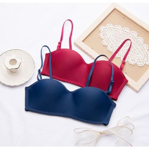 Roseheart New Women Fashion Blue Skin Gray Red Wireless Padded Bras Invisible Sexy One-Piece Bras Bralette Cup A B Underwear