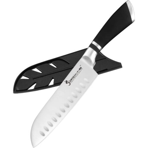 XYJ 7-inch Stainless Steel Santoku Knives Japanese Cooking Knife Sharp Chef Kitchen Knives With Plastic Cover For Vegetable Meat