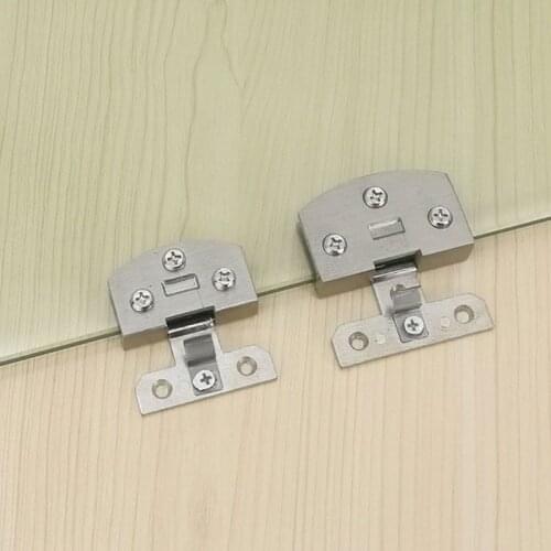 OOTDTY 2PCS No Drilling Heavy Duty Clamp Hinge for 3-10mm Wine Cabinet Glass Door Hinges Hardware Furniture Accessories
