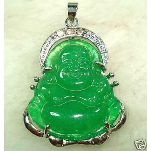 WholesaleLAN021 >CHINESE GREEN stone BUDDHA PENDANT NECKLACE