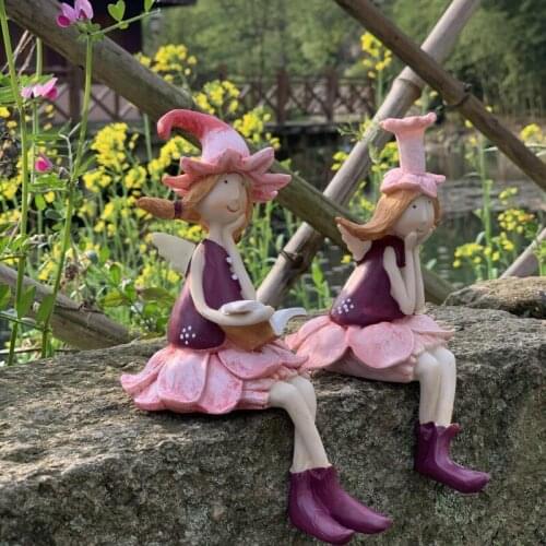 Outdoor Resin Flower Fairy Sculpture Crafts Yard Balcony Villa Figurines Decoration Fairy Garden Figuras Decorativas Ornaments