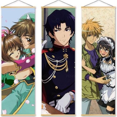 Print Pictures Canvas Seraph of the End Home Decor Poster Wooden Scroll Hanging Painting Famous Japan Animation Wall Art Bedroom
