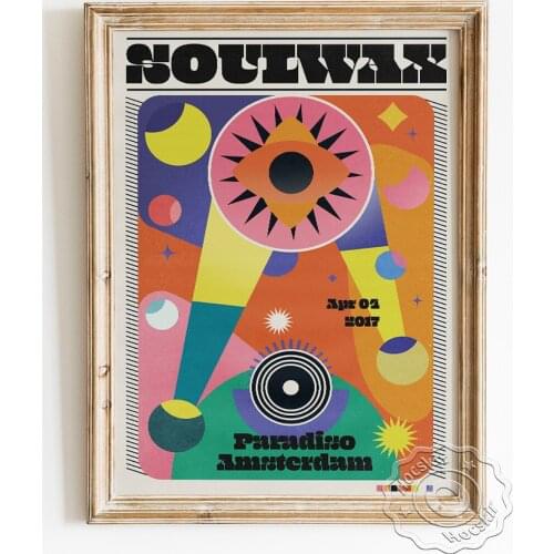 Belgian Electronic Music Band Soulwax Poster, Abstract Eye Geometry Pattern Art Prints, Stitching Color Design Canvas Painting